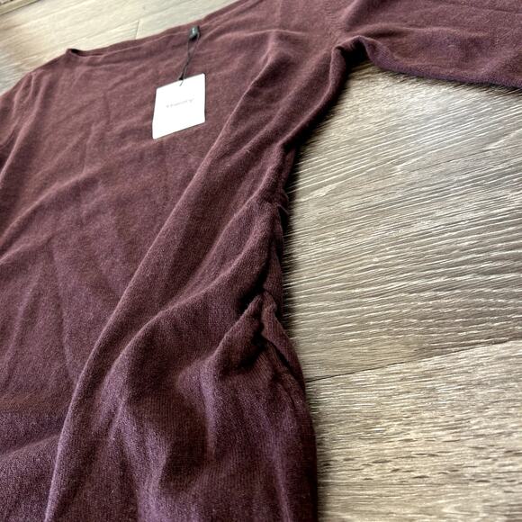NWT Theory Boatneck Merlot 100% Cashmere Sweater Dress Sz Large Long Sleeve Midi - Picture 11 of 14